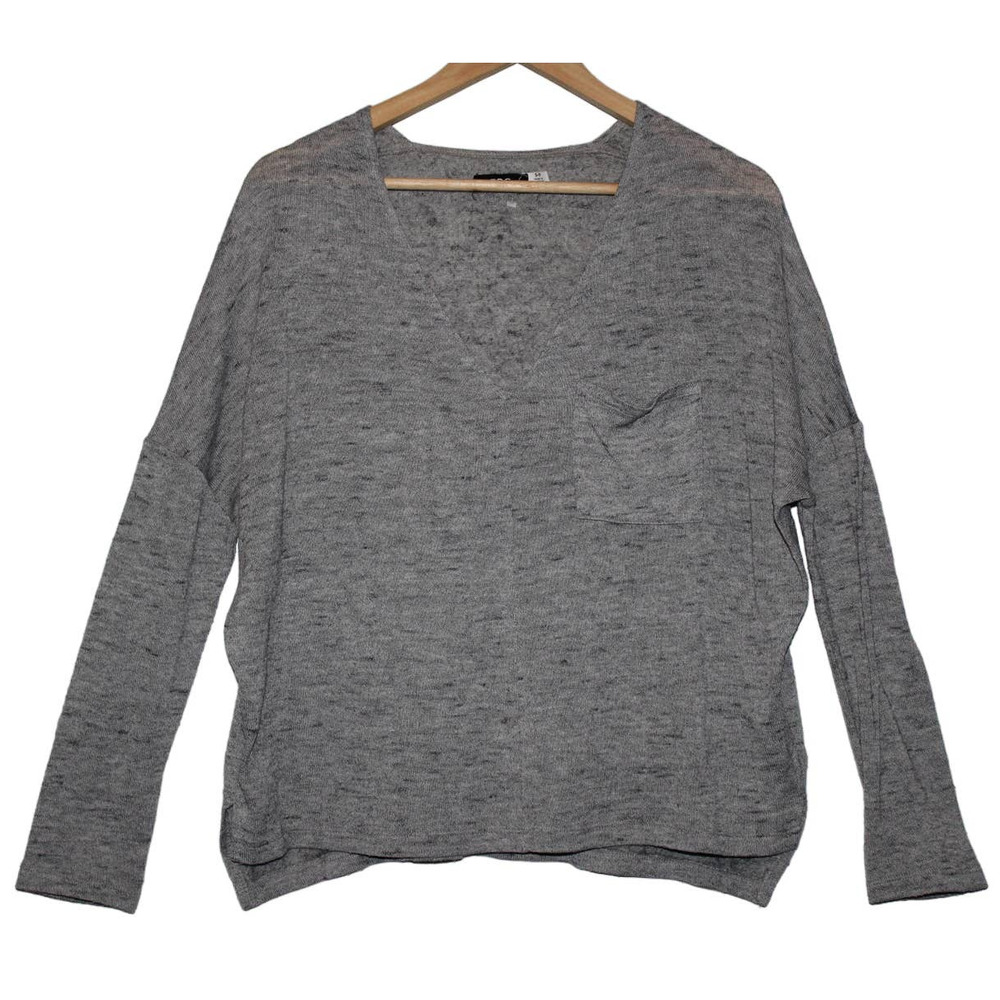 Womens BDG Urban Outfitters Heather Gray Long Sleeve V-Neck Sweater Shirt Size S